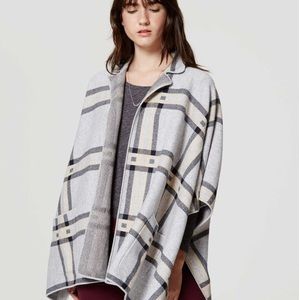 NWT Loft Plaid Cape/Poncho